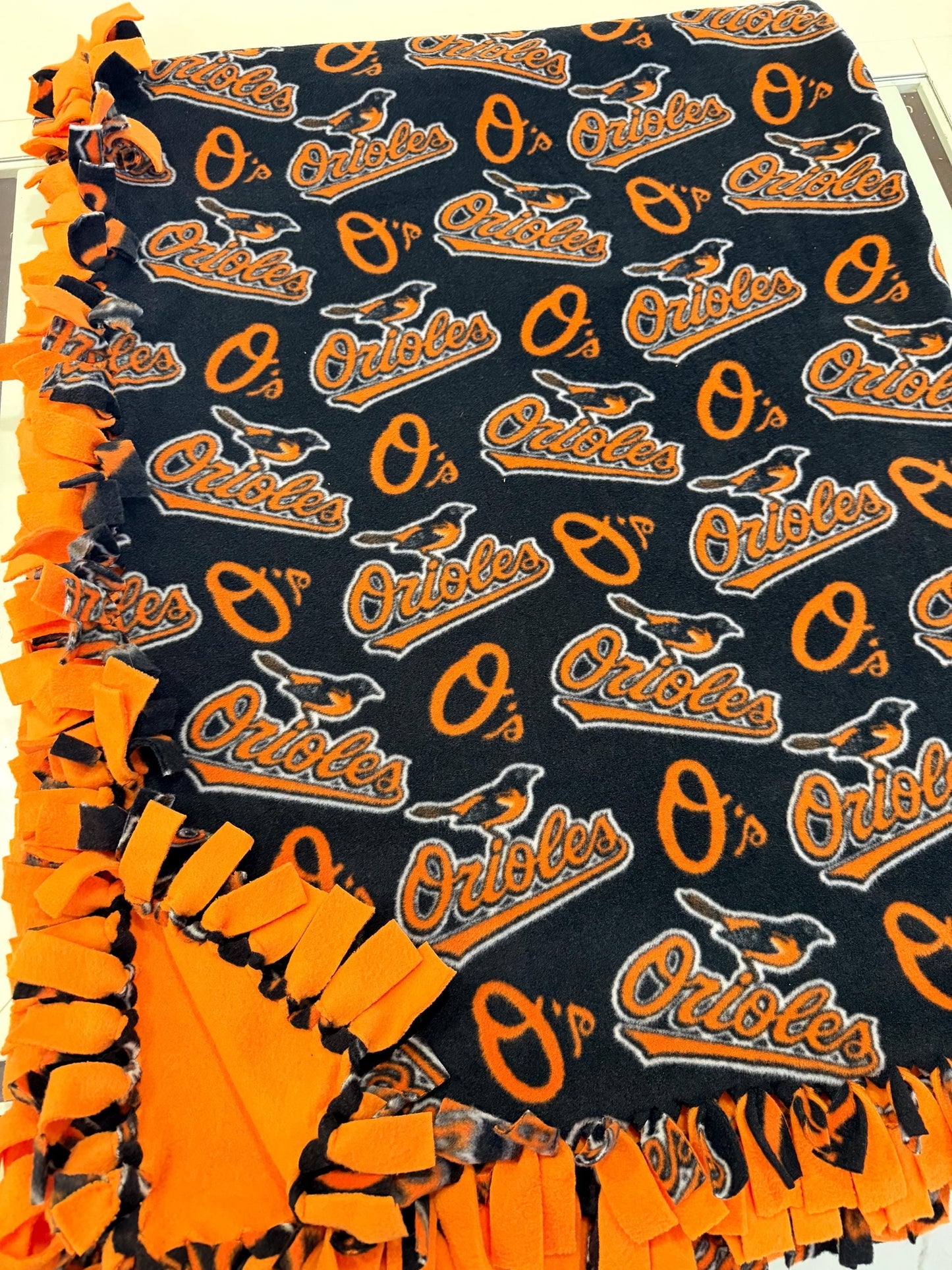 Baltimore Orioles Baseball Knotted Blanket