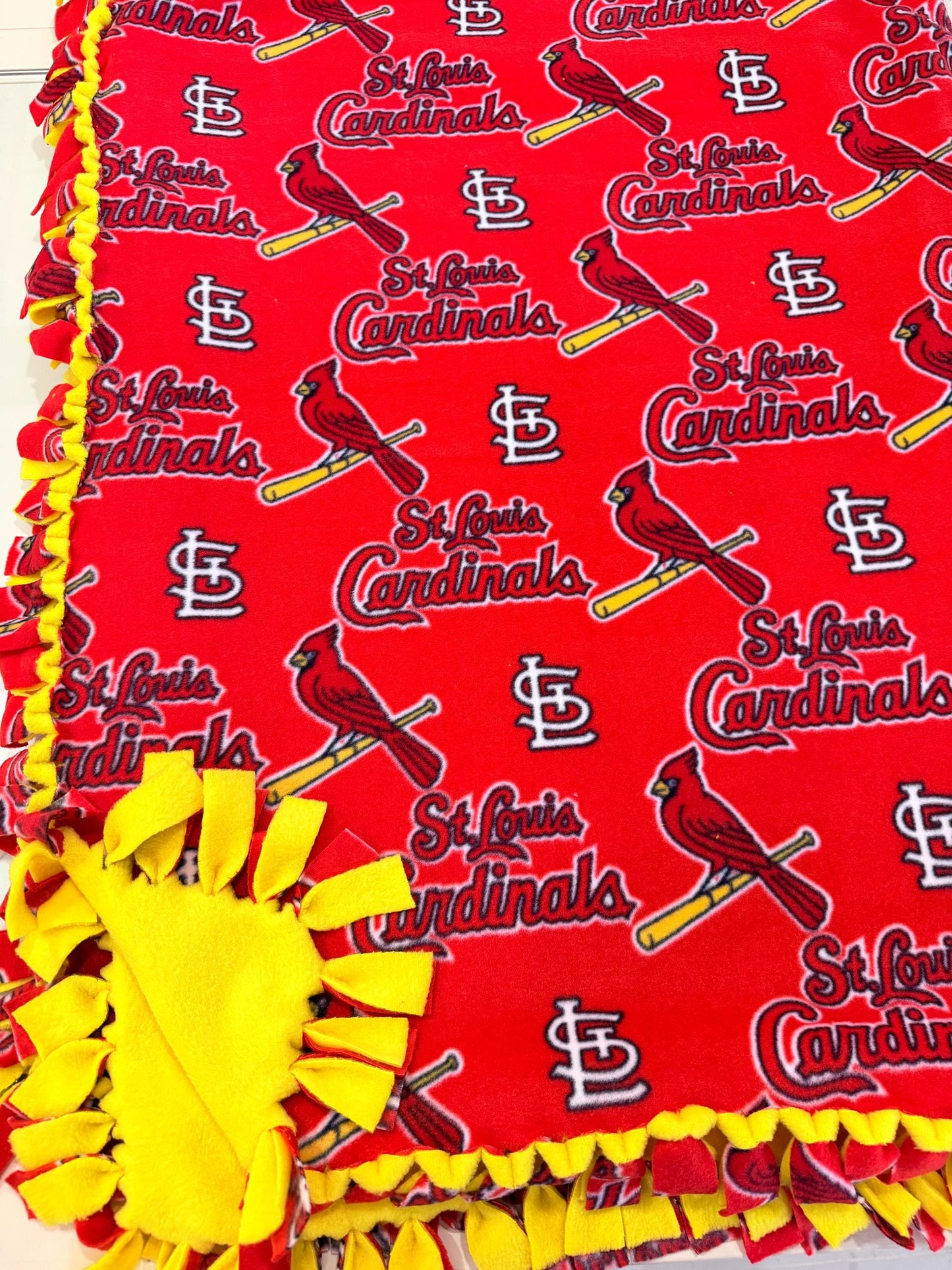 St. Louis Cardinals Baseball Knotted Blanket