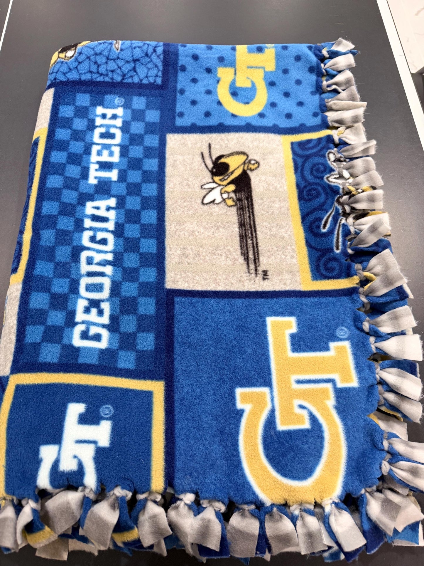 Georgia Tech knotted Blanket