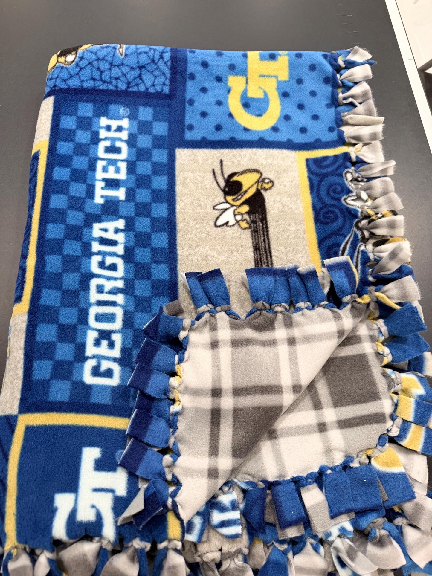 Georgia Tech knotted Blanket
